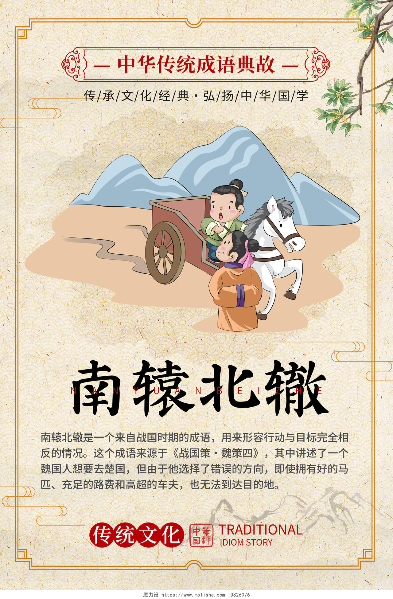 棕色中国风成语故事海报套图